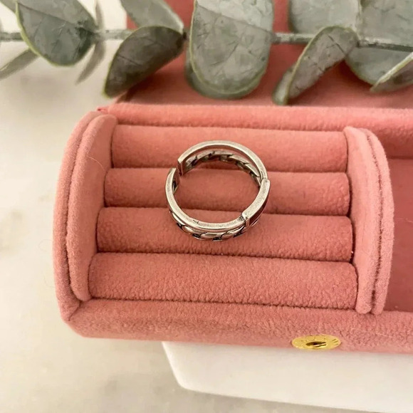 925 Sterling Silver Dainty Black Bar Ring Minimalist Stackable Ring Link Ring - Picture 5 of 7